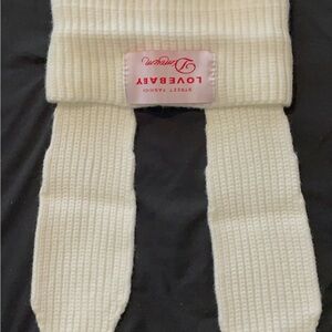 Kids White Knit Beanie with rabbit ears